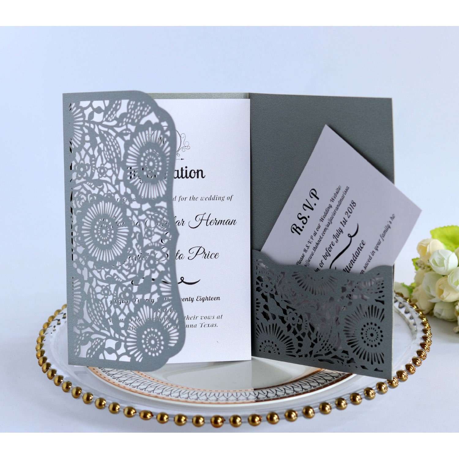 Business Invitation Card Laser Pocket Invitation Wedding Invitation